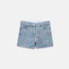 Short en denim à imprimé nœuds rayés Short en denim à imprimé nœuds rayés