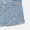 Short en denim à imprimé nœuds rayés Short en denim à imprimé nœuds rayés
