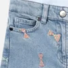 Short en denim à imprimé nœuds rayés Short en denim à imprimé nœuds rayés