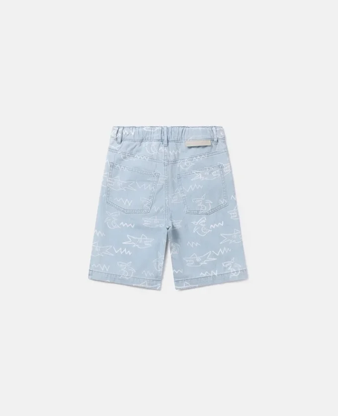 Short en denim imprimé requin Short en denim imprimé requin