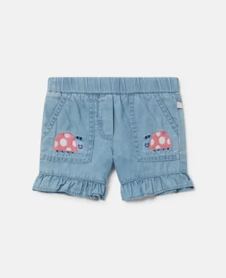 Short en jean brodé de coccinelles