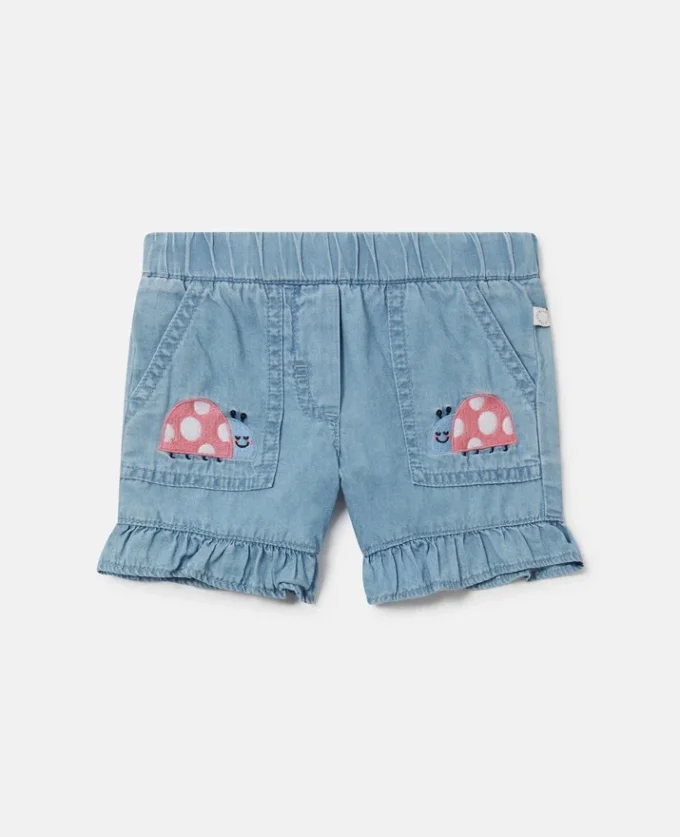 Short en jean brodé de coccinelles Short en jean brodé de coccinelles