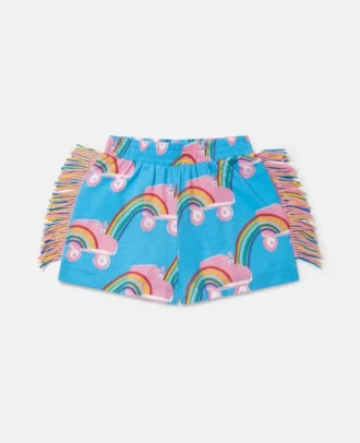Short à franges imprimé arc-en-ciel Rollerskate