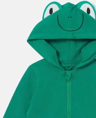 Sweat à capuche zippé avec motif grenouille