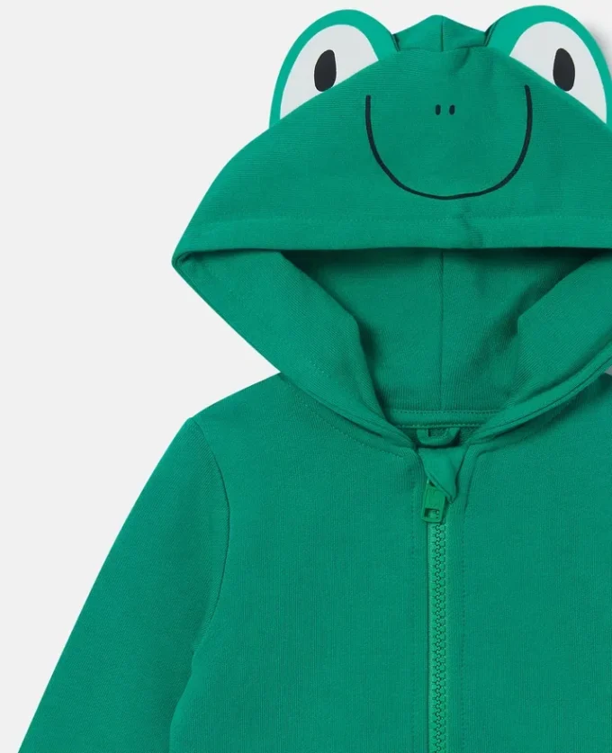 Sweat à capuche zippé avec motif grenouille