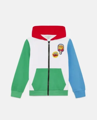 Sweat à capuche zippé en molleton color block