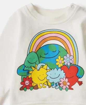 Sweat-shirt à col rond avec motif Earth Friends