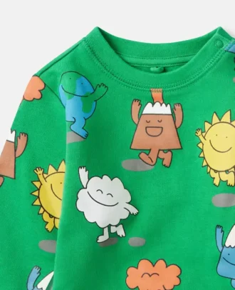 Sweat-shirt à col rond imprimé Earth Friends