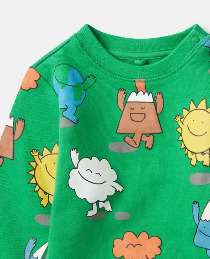 Sweat-shirt à col rond imprimé Earth Friends Sweat-shirt à col rond imprimé Earth Friends