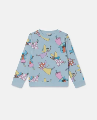 Sweat-shirt à col rond imprimé fées
