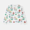 Sweat-shirt à col rond imprimé fleurs