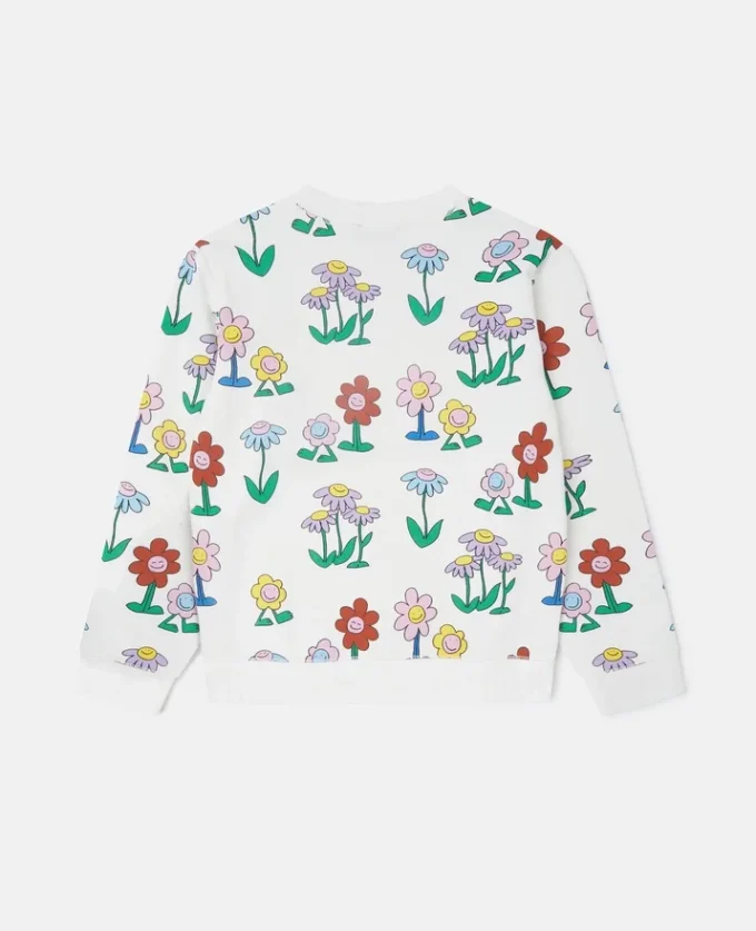 Sweat-shirt à col rond imprimé fleurs