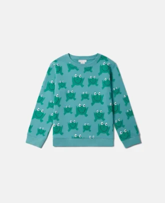 Sweat-shirt à col rond imprimé grenouille