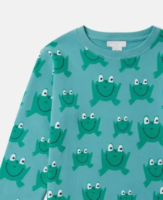 Sweat-shirt à col rond imprimé grenouille