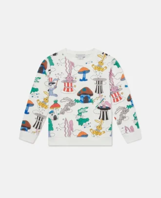 Sweat-shirt à col rond imprimé lapin magicien Sweat-shirt à col rond imprimé lapin magicien