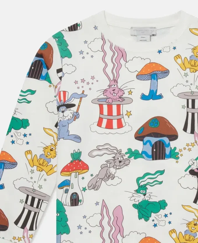 Sweat-shirt à col rond imprimé lapin magicien Sweat-shirt à col rond imprimé lapin magicien