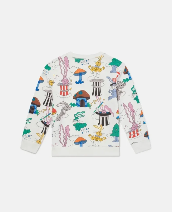 Sweat-shirt à col rond imprimé lapin magicien Sweat-shirt à col rond imprimé lapin magicien