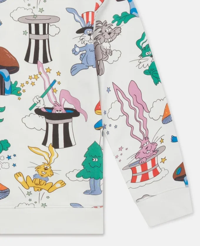 Sweat-shirt à col rond imprimé lapin magicien Sweat-shirt à col rond imprimé lapin magicien