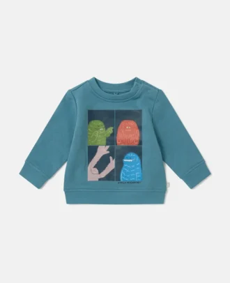 Sweat-shirt à col rond imprimé monstre