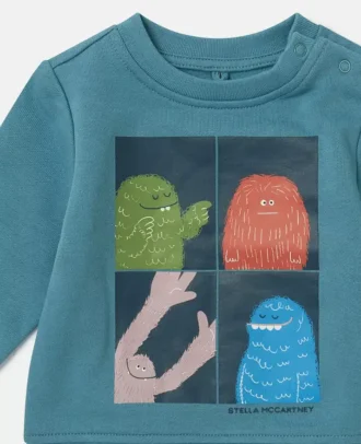 Sweat-shirt à col rond imprimé monstre