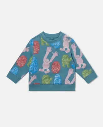 Sweat-shirt à col rond imprimé monstres