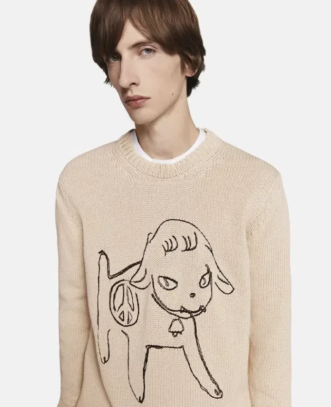 Sweat-shirt en coton brodé mouton Sweat-shirt en coton brodé mouton
