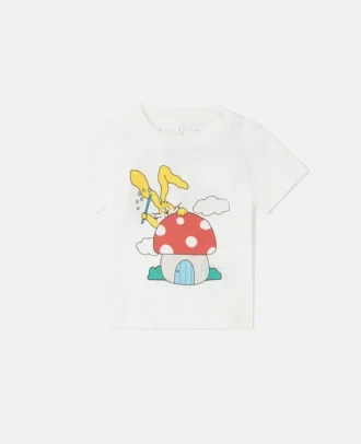 T-shirt à col rond avec imprimé lapin magicien