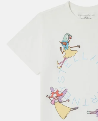 T-shirt à col rond imprimé fées