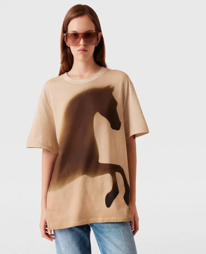 T-shirt en coton avec motif cheval T-shirt en coton avec motif cheval