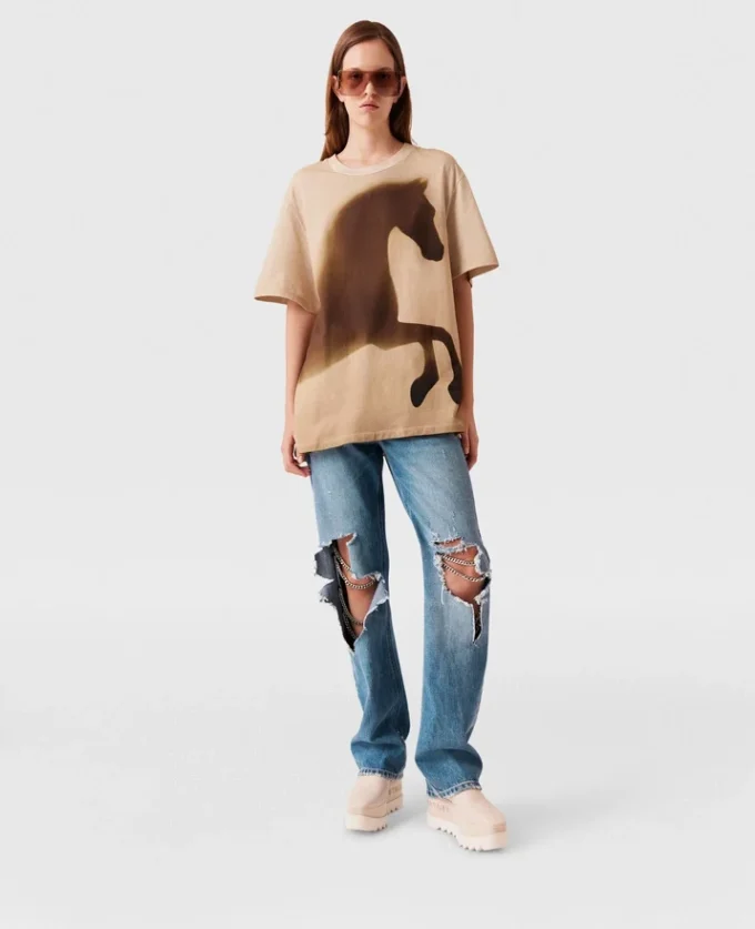 T-shirt en coton avec motif cheval T-shirt en coton avec motif cheval