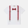 T-shirt imprimé nœud papillon et bretelles T-shirt imprimé nœud papillon et bretelles