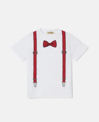 T-shirt imprimé nœud papillon et bretelles