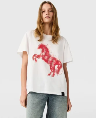 T-shirt à motif cheval peint à l&rsquo;aérographe