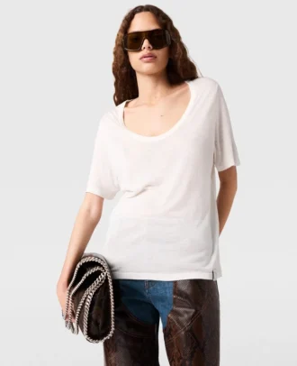 T-shirt semi-transparent à col rond