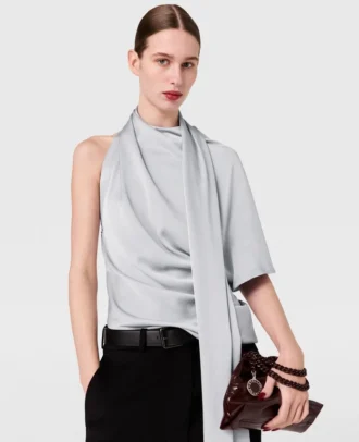 Top asymétrique à col noué