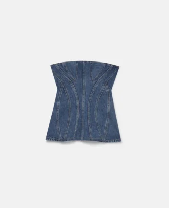 Top bustier en denim délavé vintage