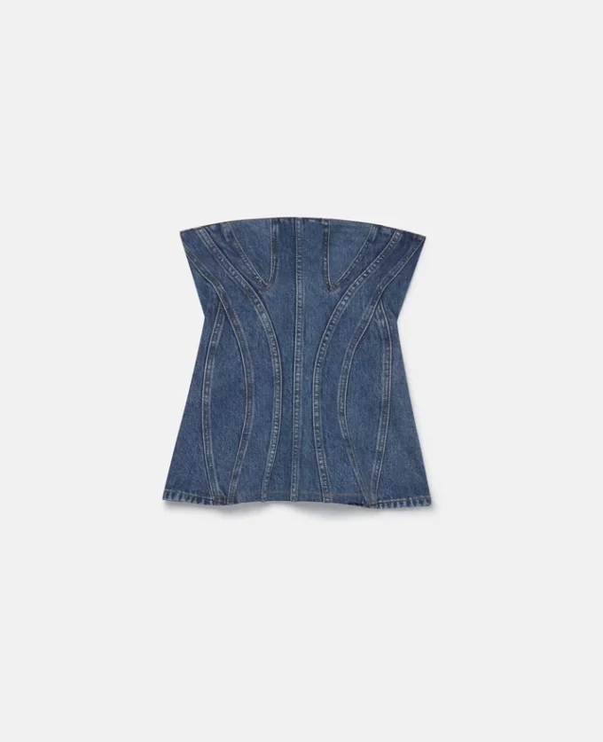 Top bustier en denim délavé vintage Top bustier en denim délavé vintage