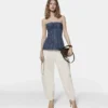 Top bustier en denim délavé vintage Top bustier en denim délavé vintage