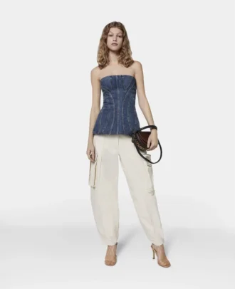 Top bustier en denim délavé vintage