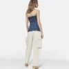 Top bustier en denim délavé vintage Top bustier en denim délavé vintage
