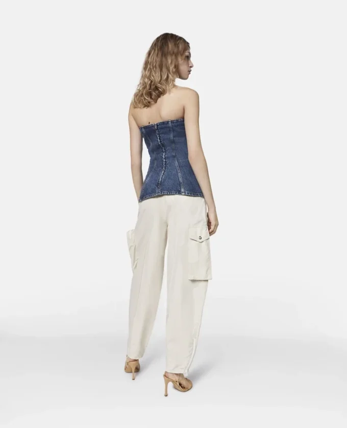 Top bustier en denim délavé vintage Top bustier en denim délavé vintage