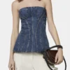 Top bustier en denim délavé vintage Top bustier en denim délavé vintage