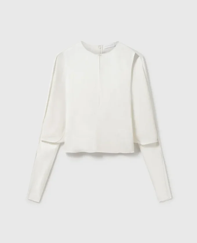 Top en satin à manches cape et découpes Top en satin à manches cape et découpes