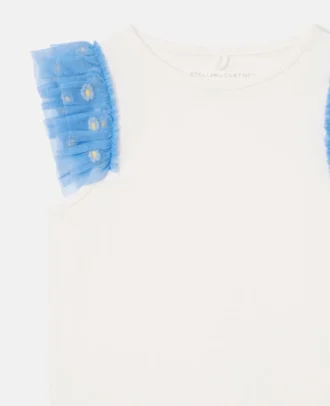Top sans manches à bordure en tulle