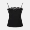 Top sans manches en satin et dentelle Top sans manches en satin et dentelle
