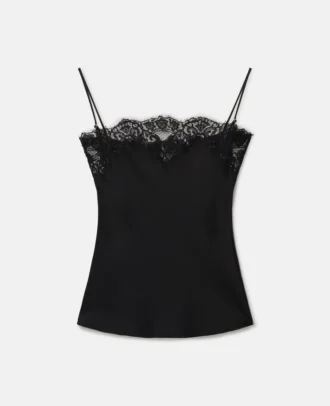 Top sans manches en satin et dentelle