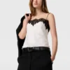Top sans manches en satin et dentelle Top sans manches en satin et dentelle