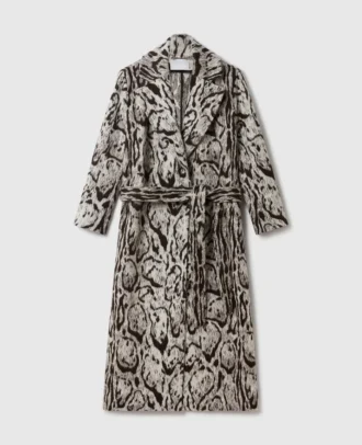 Trench-coat à ceinture en jacquard imprimé léopard nuage