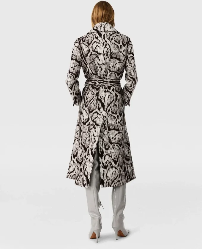 Trench-coat à ceinture en jacquard imprimé léopard nuage Trench-coat à ceinture en jacquard imprimé léopard nuage