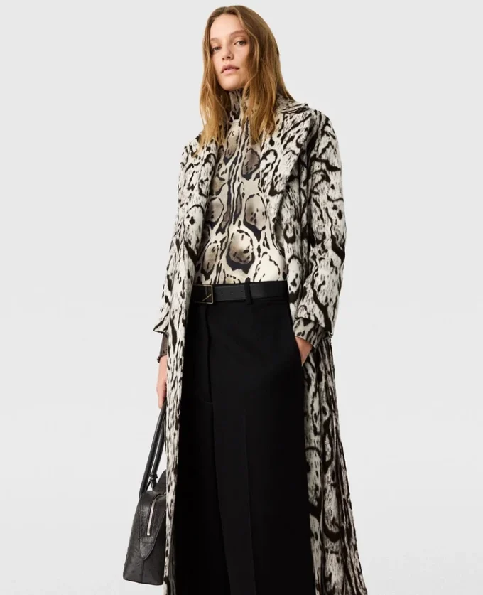 Trench-coat à ceinture en jacquard imprimé léopard nuage Trench-coat à ceinture en jacquard imprimé léopard nuage